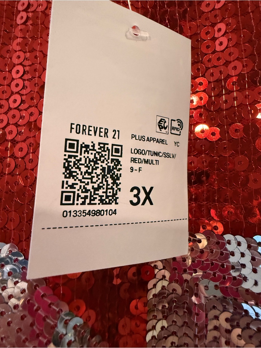 Forever 21 Red Sequin Jersey with Silver '87' Detail - Picture 3 of 3